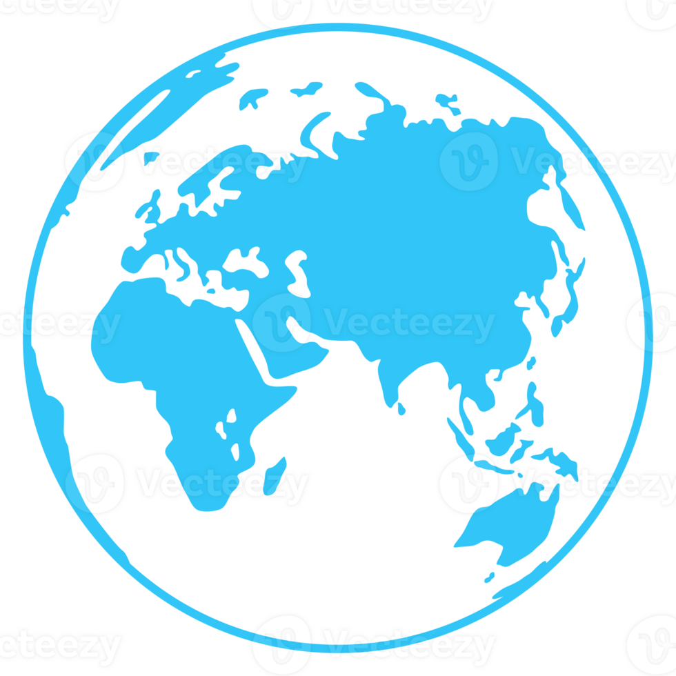 World Map on Globe Silhouette  for Icon, Symbol, App, Website, Pictogram, Logo Type, Art Illustration or Graphic Design Element. Format PNG