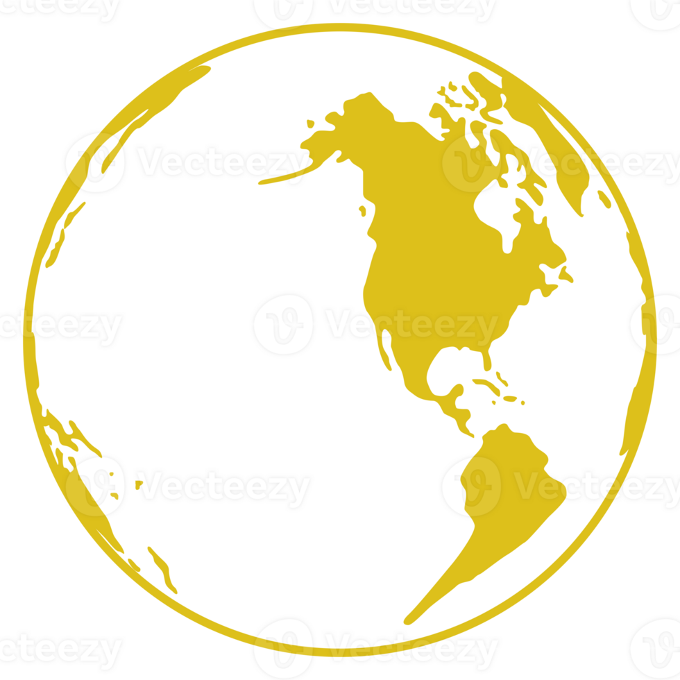 World Map on Globe Silhouette  for Icon, Symbol, App, Website, Pictogram, Logo Type, Art Illustration or Graphic Design Element. Format PNG