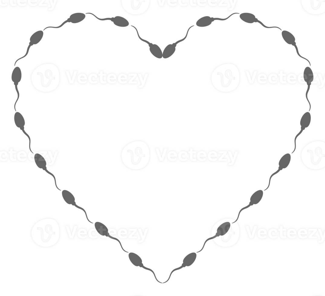 Heart Shape, Love Icon Symbol created from Sperm Silhouette, for Logo Type, Art Illustration, Apps, Website, Pictogram or Graphic Design Element. Format PNG