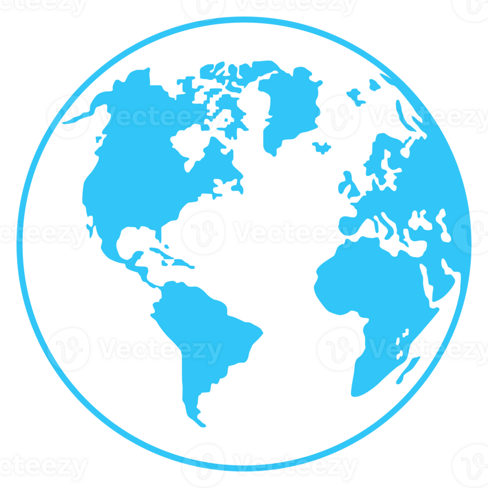 World Map on Globe Silhouette for Icon, Symbol, App, Website, Pictogram, Logo Type, Art Illustration or Graphic Design Element. Format PNG