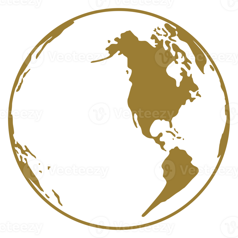 World Map on Globe Silhouette  for Icon, Symbol, App, Website, Pictogram, Logo Type, Art Illustration or Graphic Design Element. Format PNG