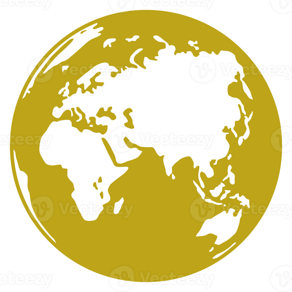 World Map on Globe Silhouette  for Icon, Symbol, App, Website, Pictogram, Logo Type, Art Illustration or Graphic Design Element. Format PNG