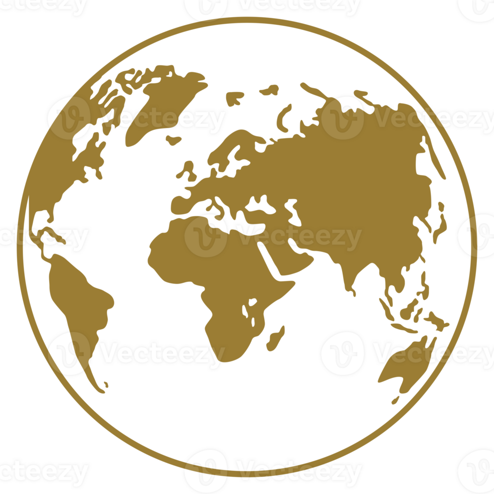 World Map on Globe Silhouette  for Icon, Symbol, App, Website, Pictogram, Logo Type, Art Illustration or Graphic Design Element. Format PNG