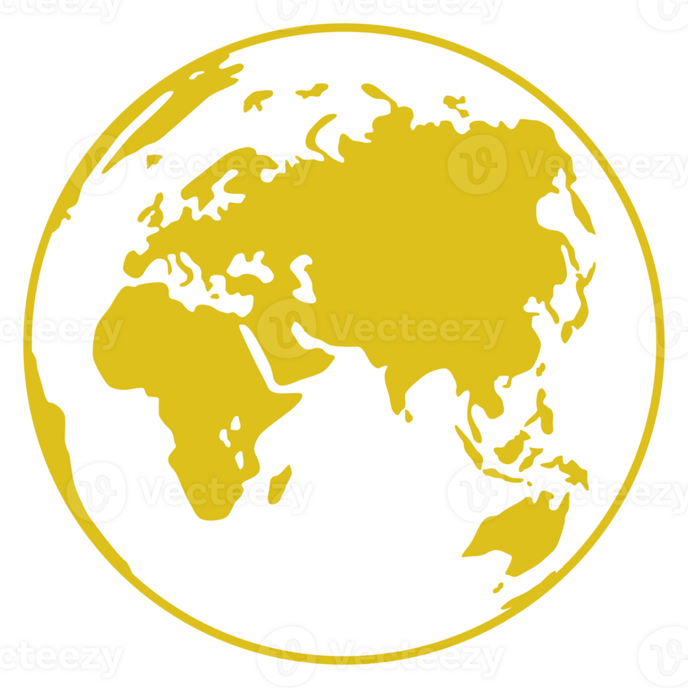 World Map on Globe Silhouette  for Icon, Symbol, App, Website, Pictogram, Logo Type, Art Illustration or Graphic Design Element. Format PNG