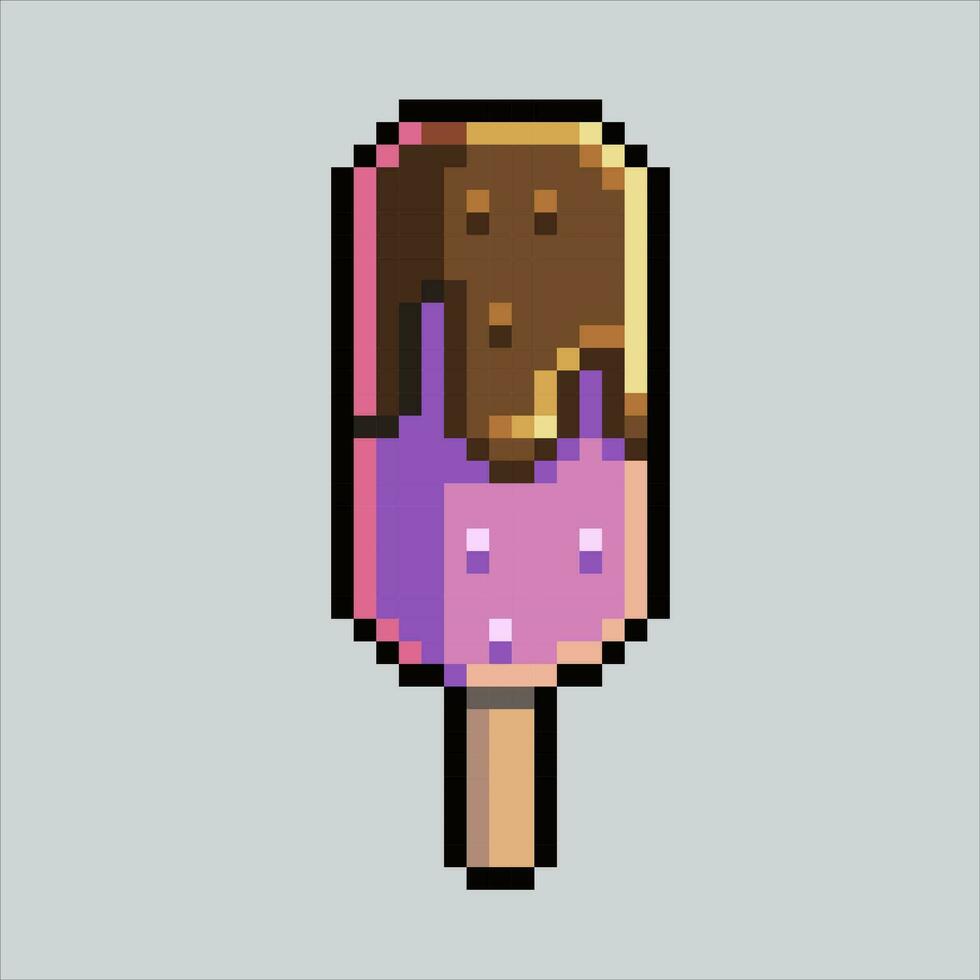 Pixel art illustration Ice Cream. Pixelated Ice Cream. Ice Cream dessert icon pixelated for the pixel art game and icon for website and video game. old school retro. vector