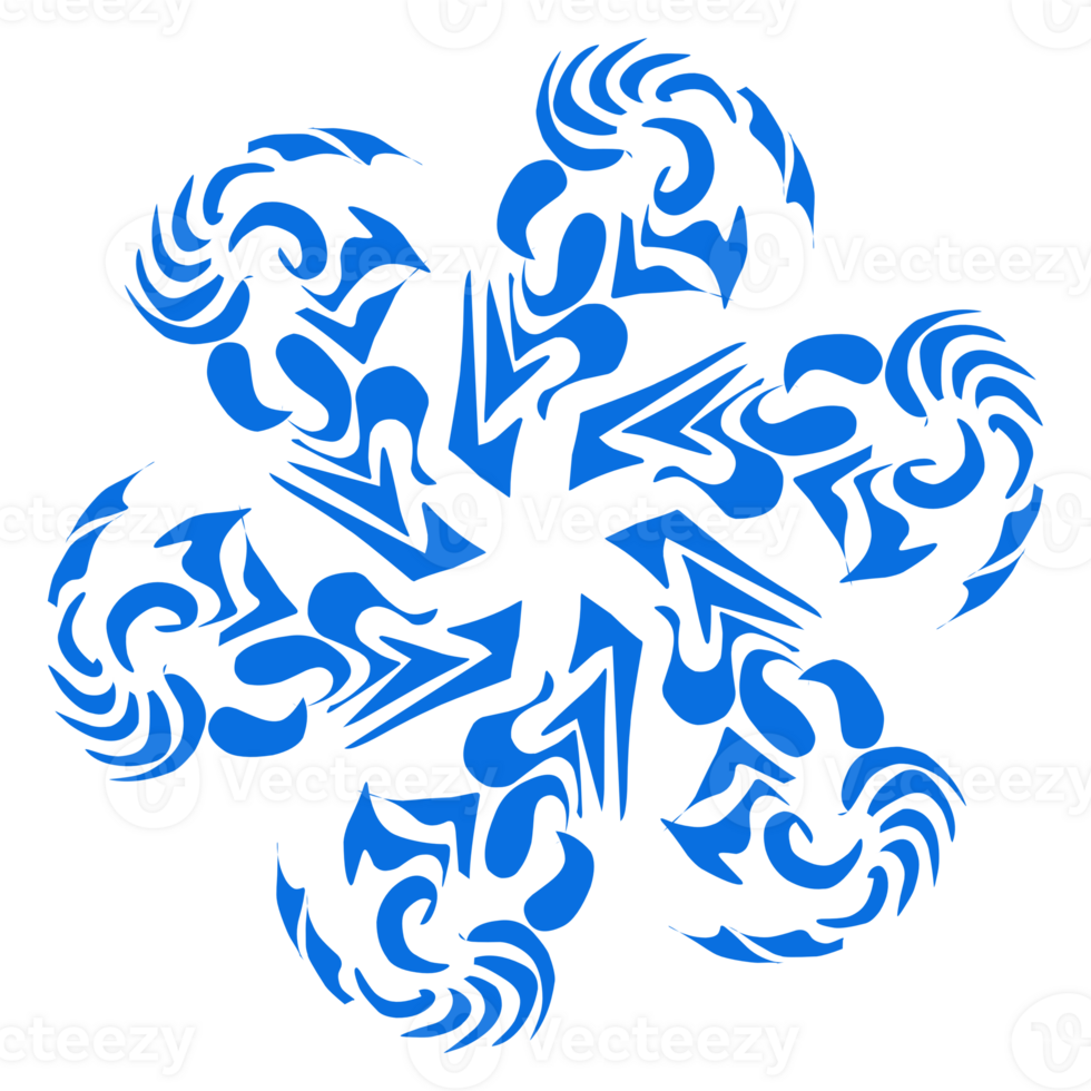 Blue color ethnic mandala patern design illustration. Perfect for logos, icons, stickers, tattoos, design elements for websites, advertisements and more. png