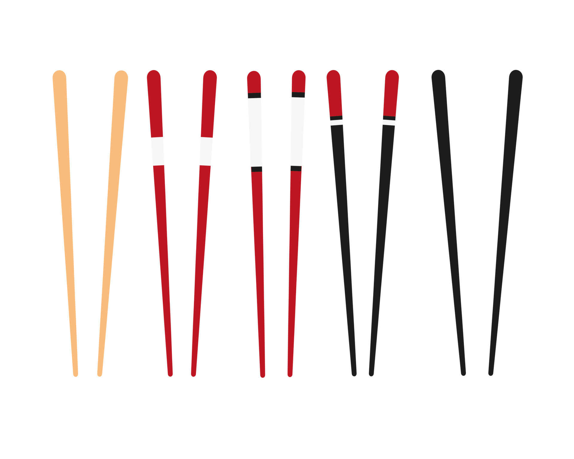 Set of traditional Japanese, Chinese and Asian wooden chopsticks