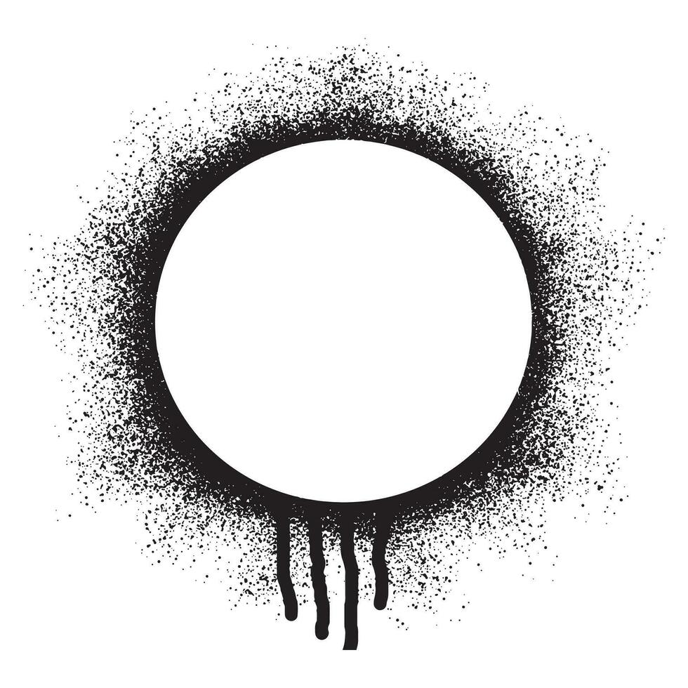 Circle frame graffiti with black spray paint vector