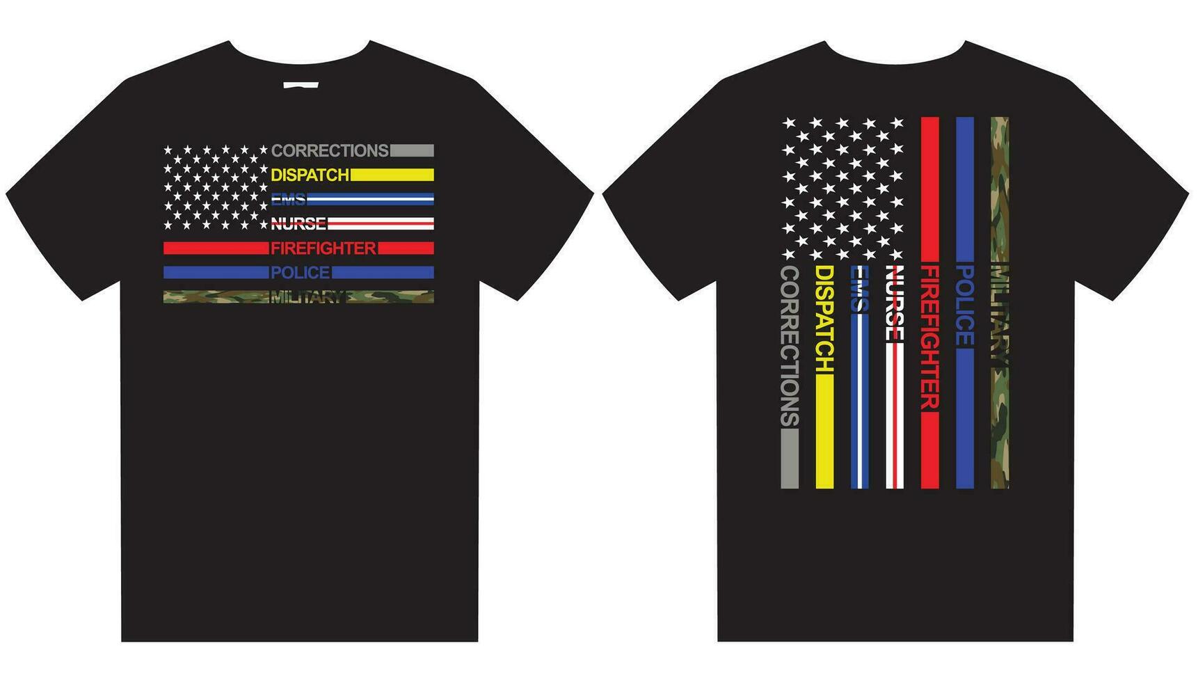 First Responders Hero Flag T Shirt Design vector