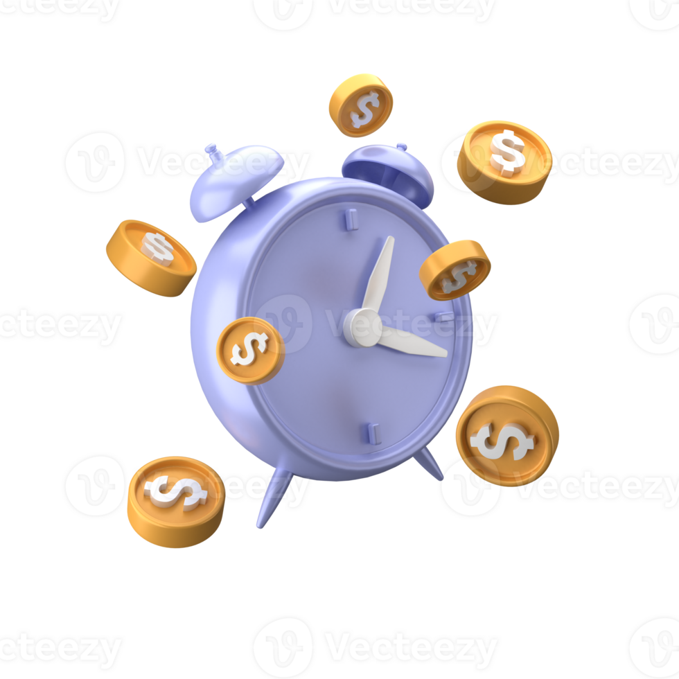 3d rendering of clock and hourglass icon, fit for design assets of business or finance, purple icon, 3d icons set png