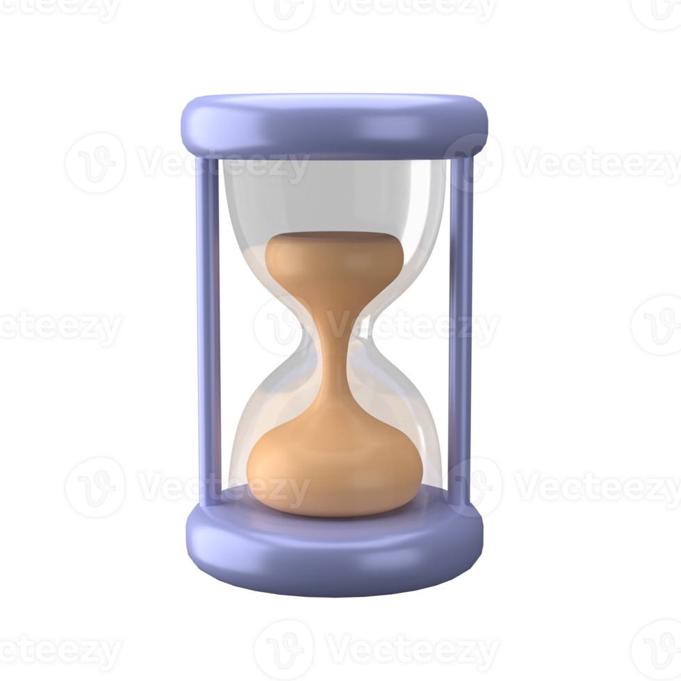 3d rendering of clock and hourglass icon, fit for design assets of business or finance, purple icon, 3d icons set png