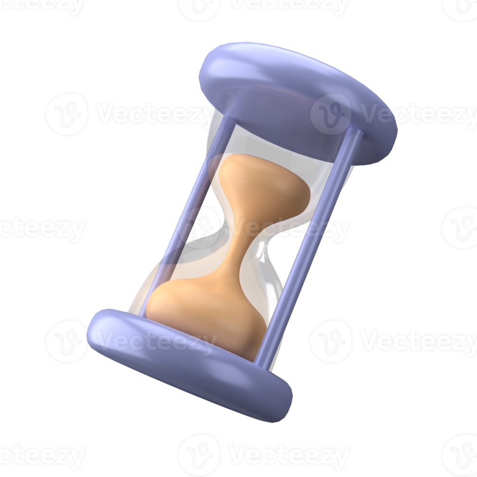 3d rendering of clock and hourglass icon, fit for design assets of business or finance, purple icon, 3d icons set png