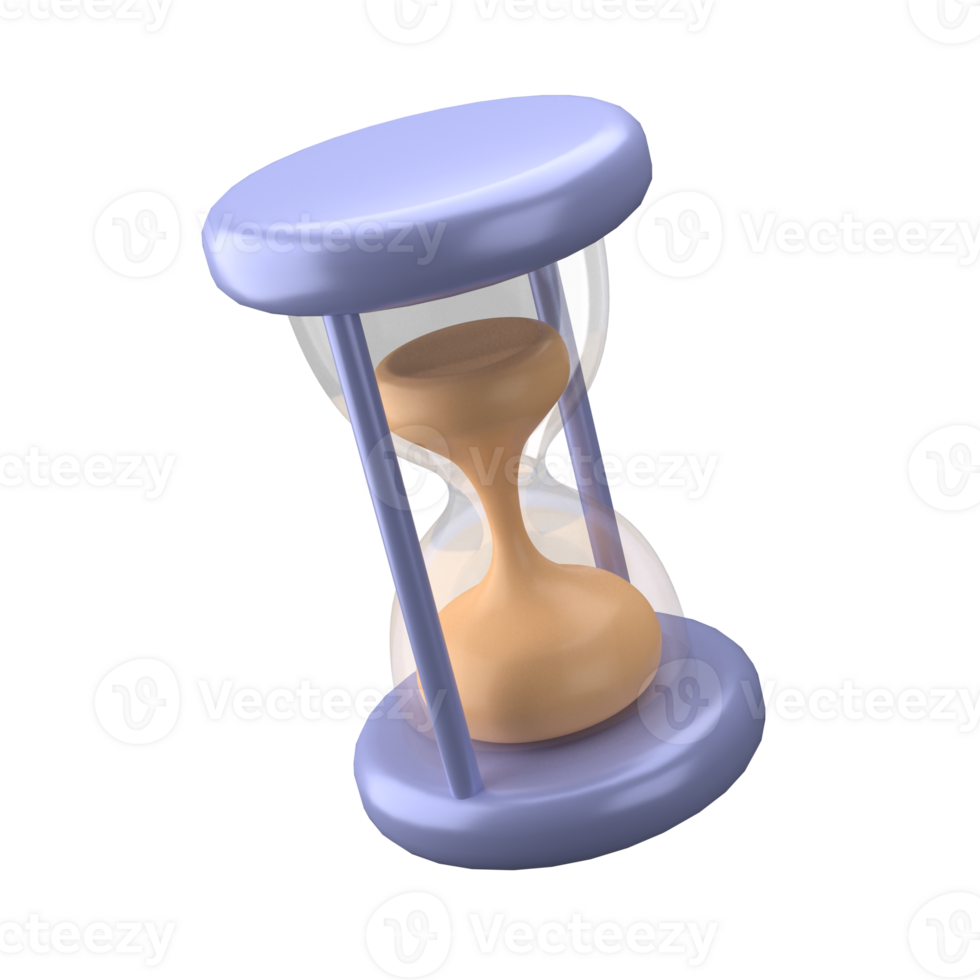 3d rendering of clock and hourglass icon, fit for design assets of business or finance, purple icon, 3d icons set png