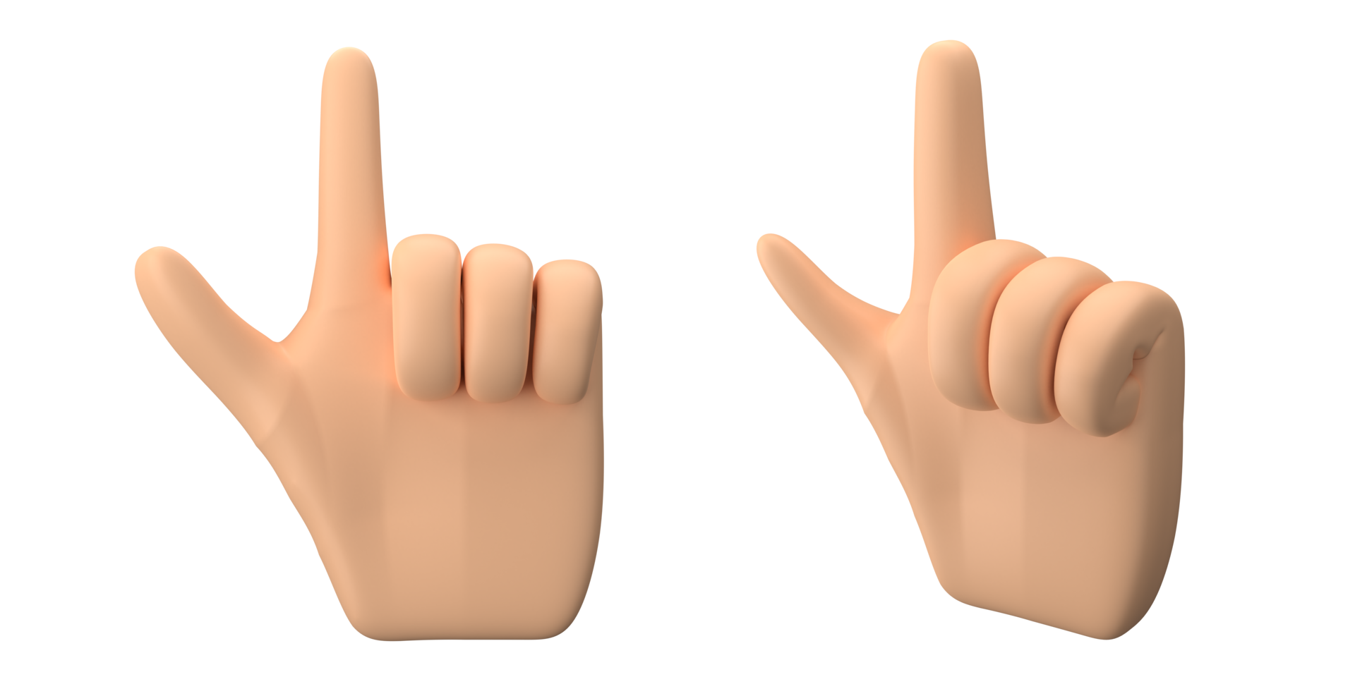 3d rendering of hand with finger pose make cool finger gesture, suitable to emoticon assets or icons, 3d icons set, png