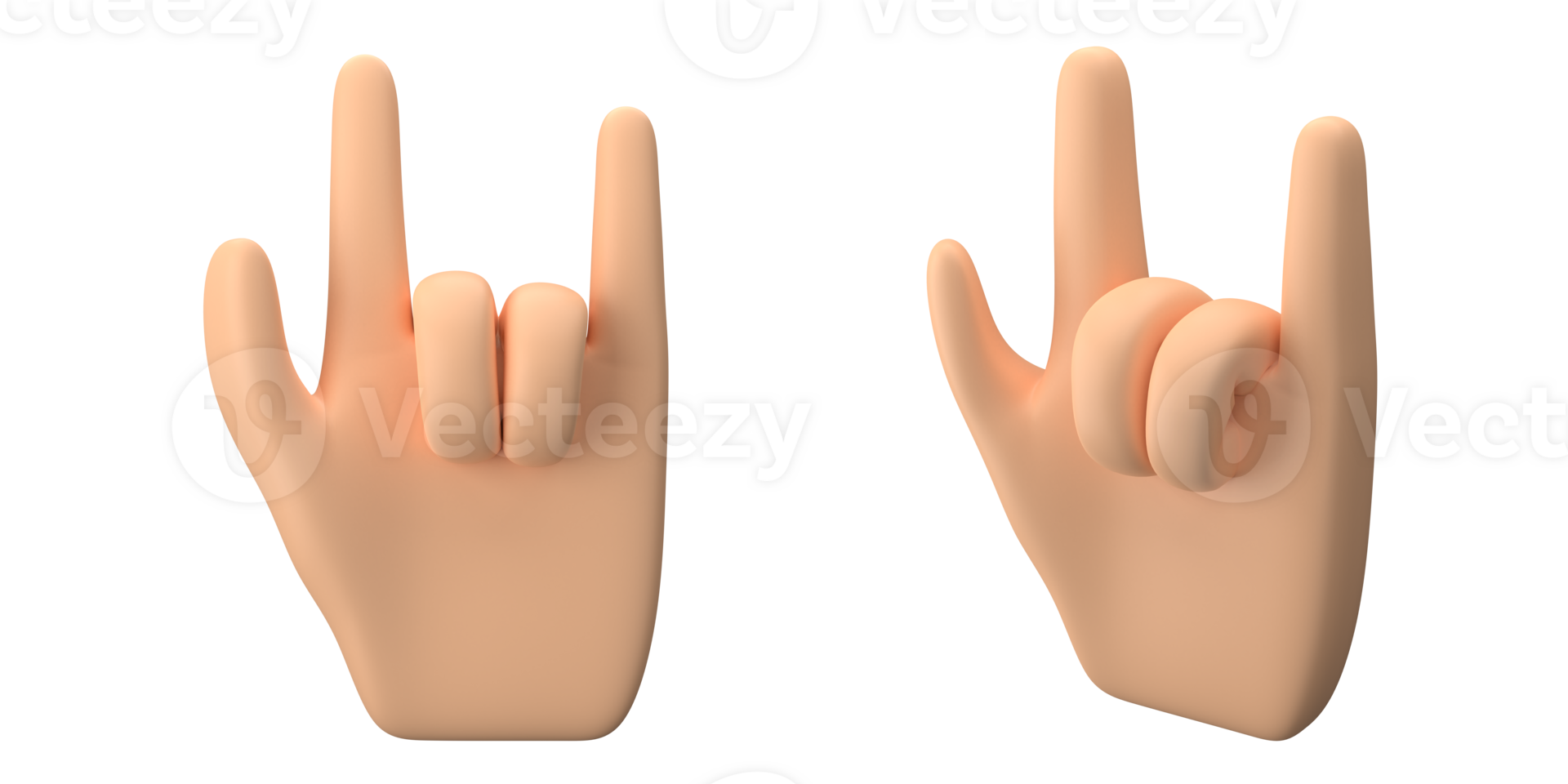 3d rendering of hand with finger pose make cool finger gesture, suitable to emoticon assets or icons, 3d icons set, png