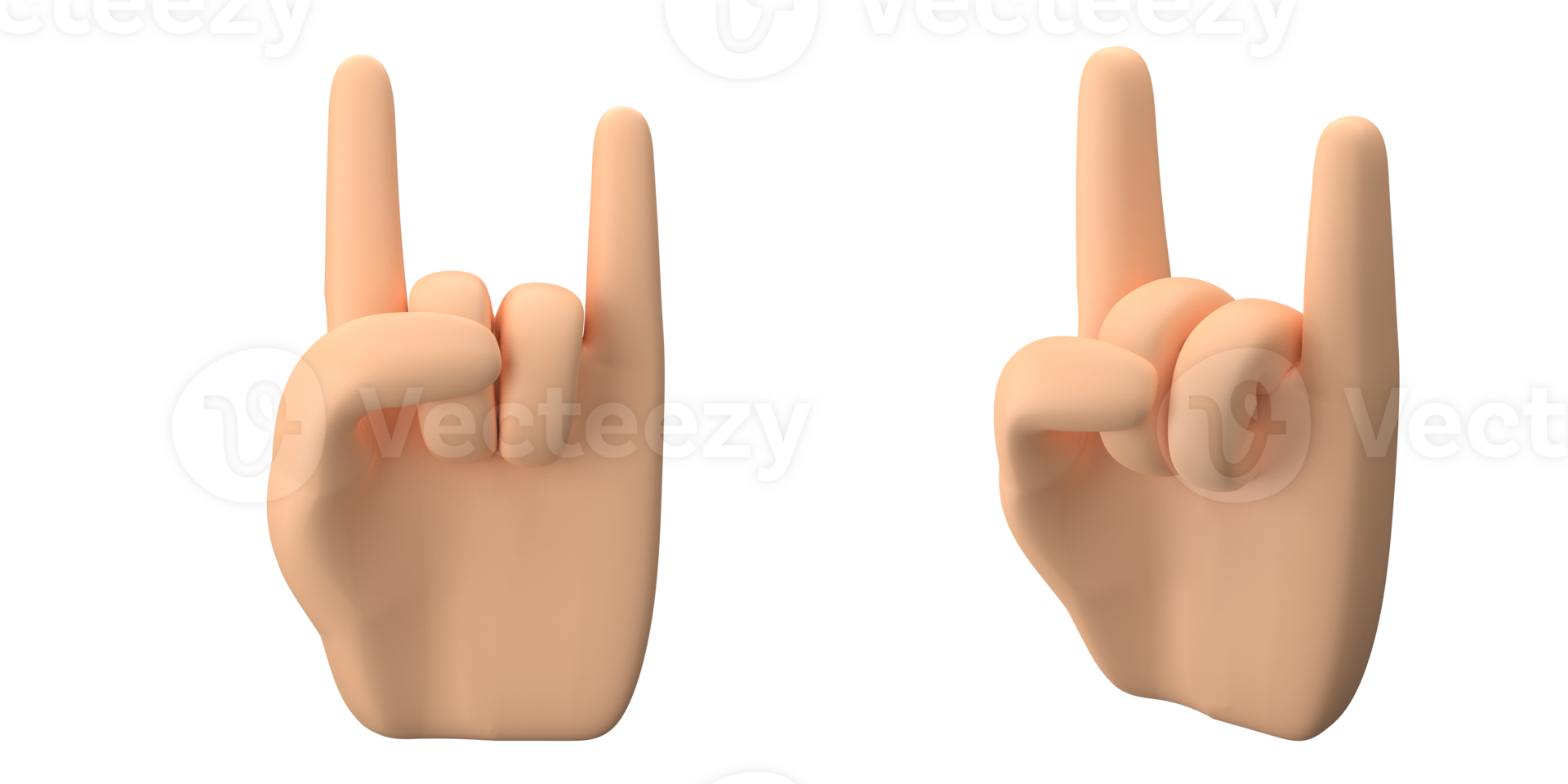 3d rendering of hand with finger pose make cool finger gesture, suitable to emoticon assets or icons, 3d icons set, png