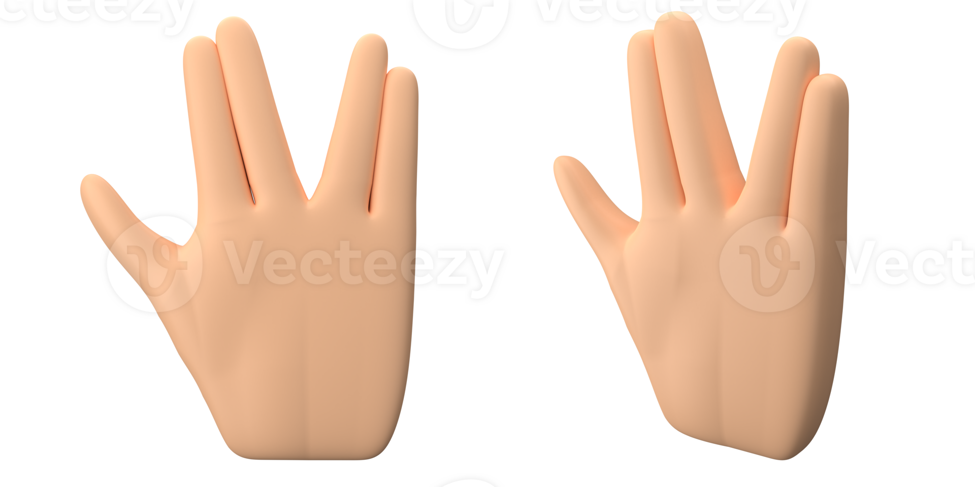 3d rendering of hand with finger pose make cool finger gesture, suitable to emoticon assets or icons, 3d icons set, png