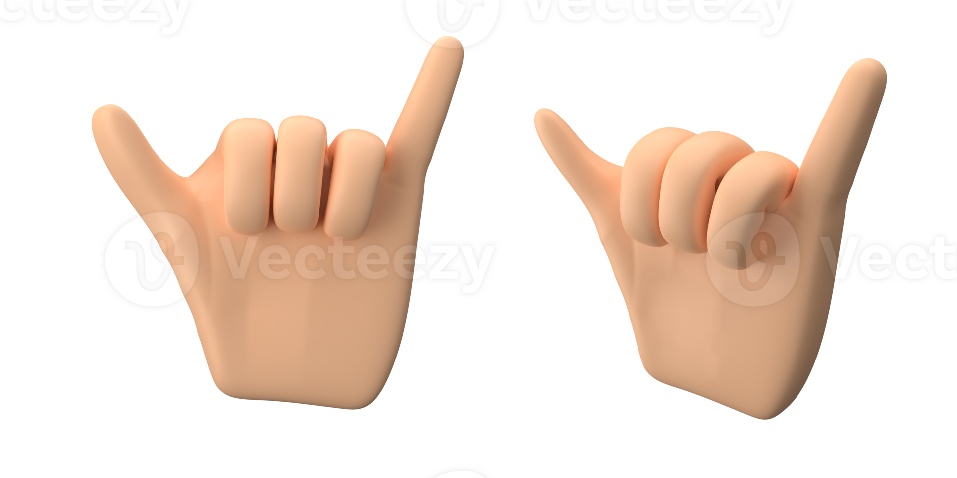 3d rendering of hand with finger pose make cool finger gesture, suitable to emoticon assets or icons, 3d icons set, png