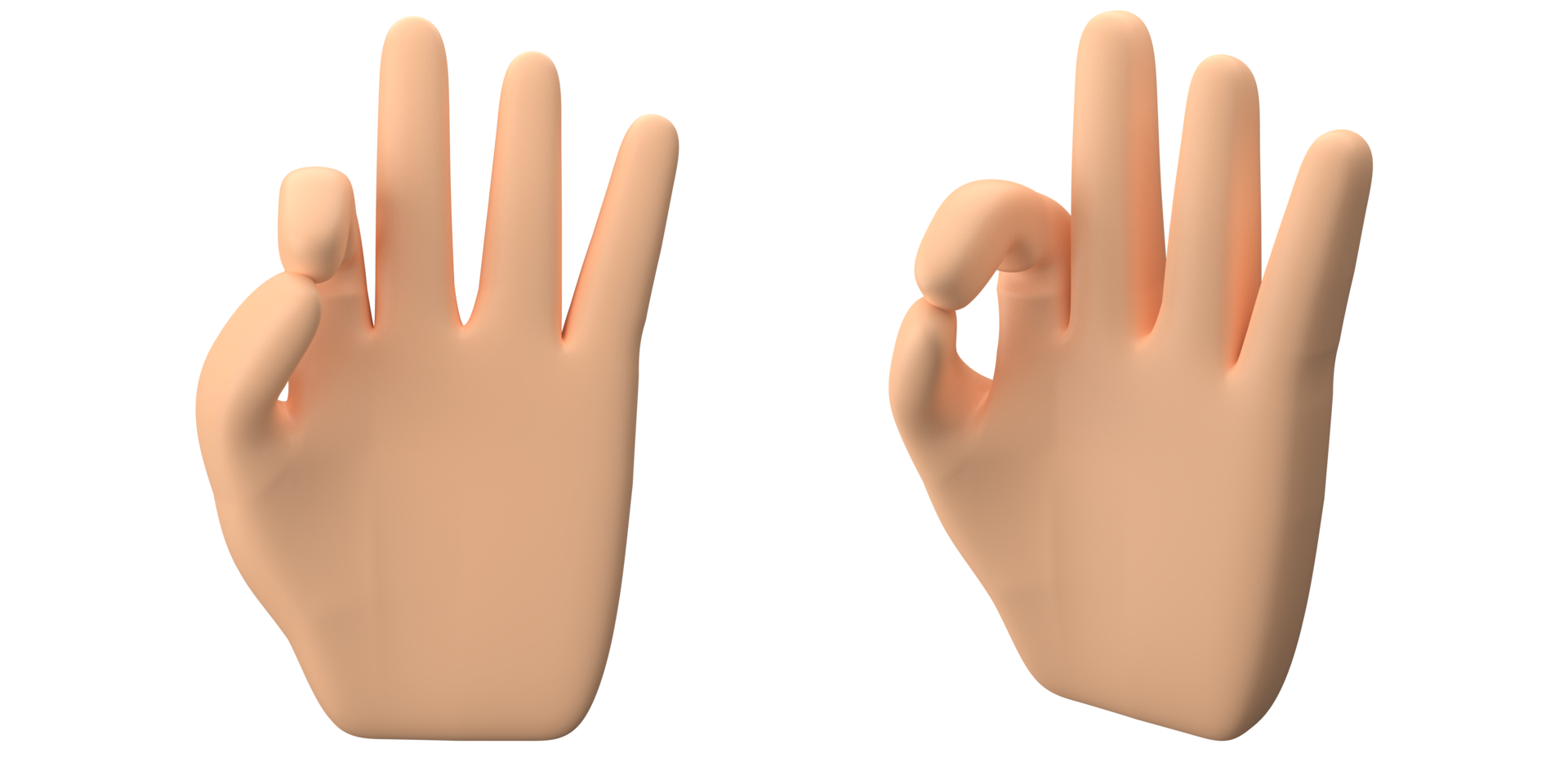 3d rendering of hand with finger pose make cool finger gesture, suitable to emoticon assets or icons, 3d icons set, png