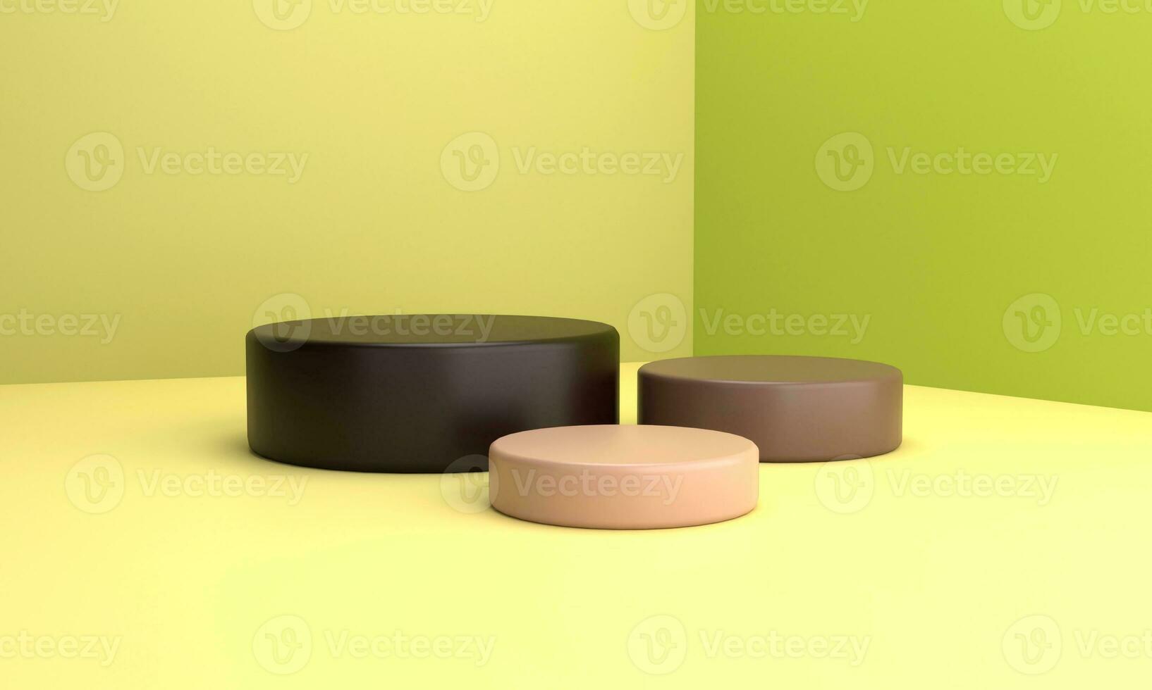 3D rendering podium with green theme, fit for display product background, herbal theme photo