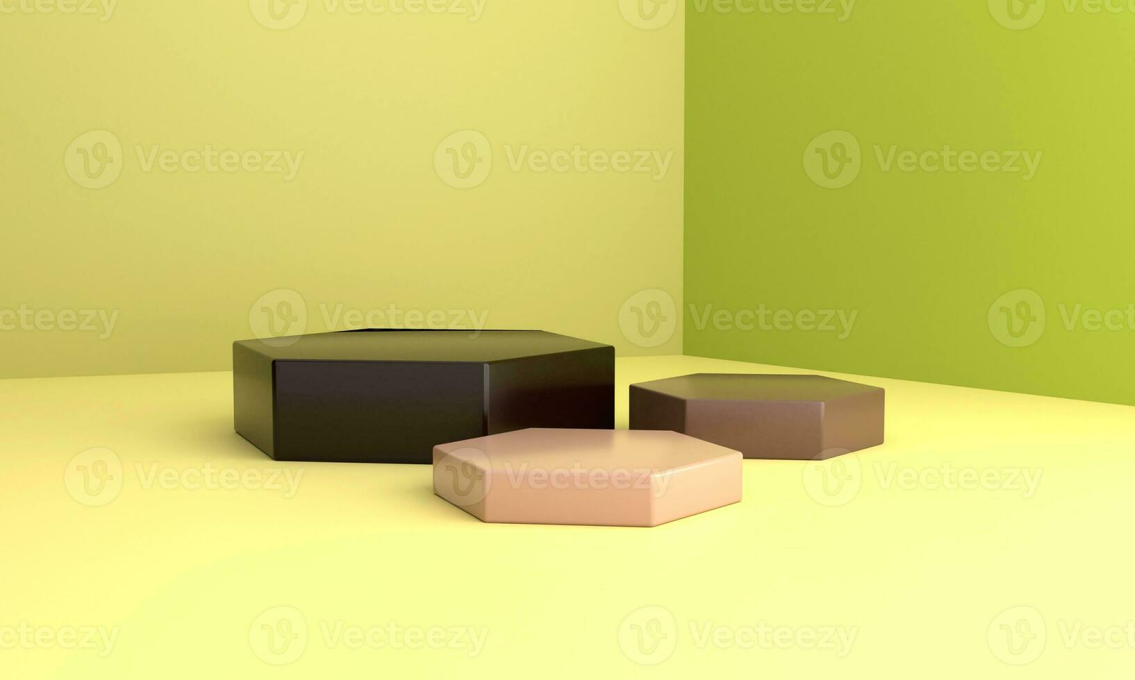 3D rendering podium with green theme, fit for display product background, herbal theme photo