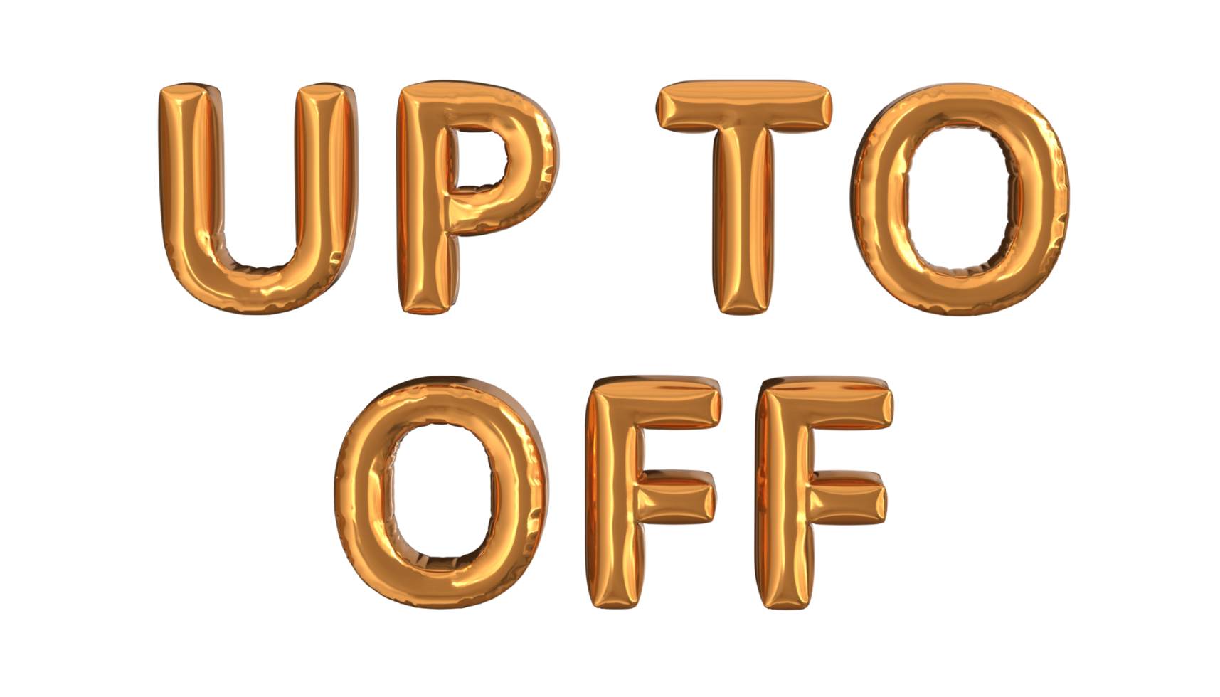 3d rendering of gold foil balloons text of up to off suitable for advertising content png