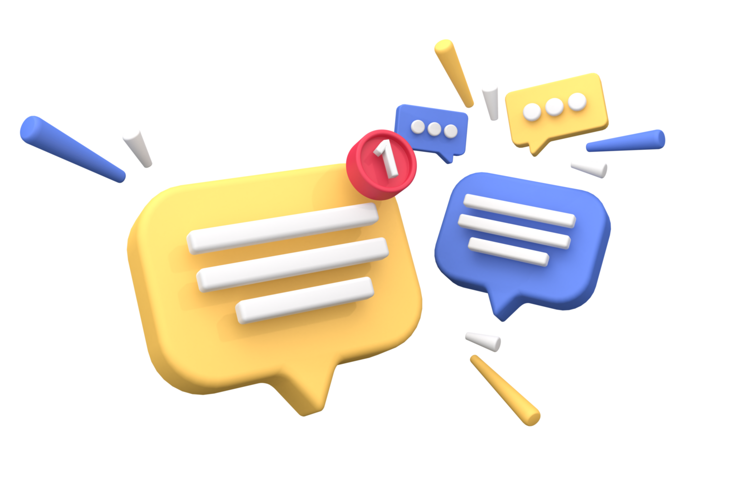 3d rendering of  Speech bubble messages, social media communication concept, chat box png