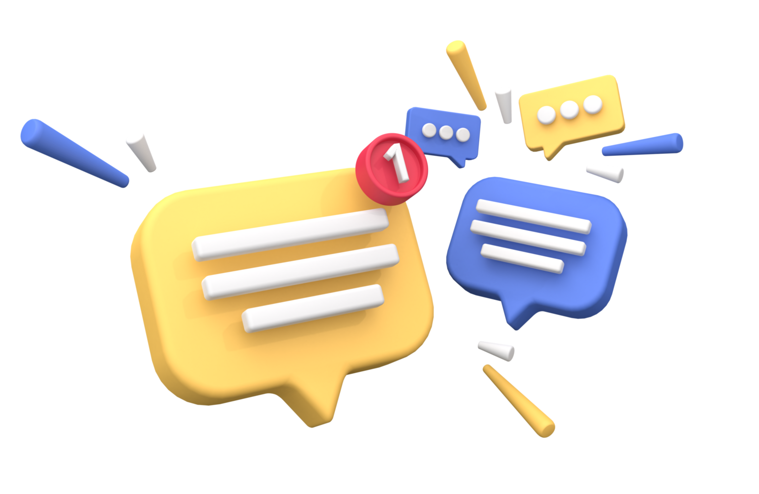 3d rendering of  Speech bubble messages, social media communication concept, chat box png