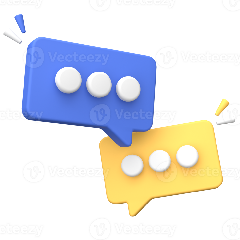 3d rendering of  Speech bubble messages, social media communication concept, chat box png