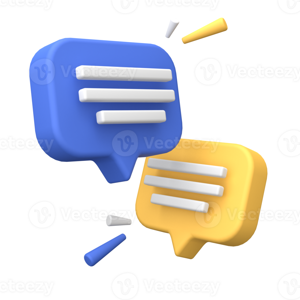 3d rendering of  Speech bubble messages, social media communication concept, chat box png