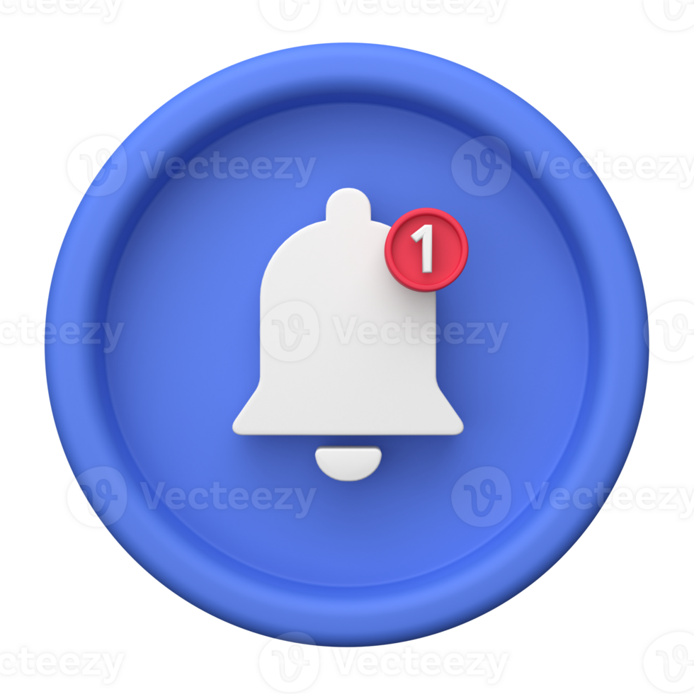 3d rendering of Notification Bell icons. Suitable for vlog asset. 3d icons set png