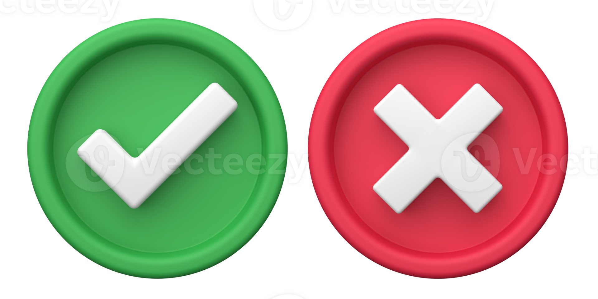 3d rendering of green check marks and red crosses, fit for design assets png