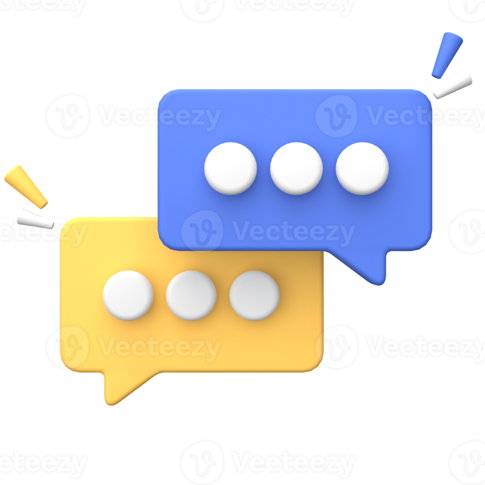 3d rendering of  Speech bubble messages, social media communication concept, chat box png