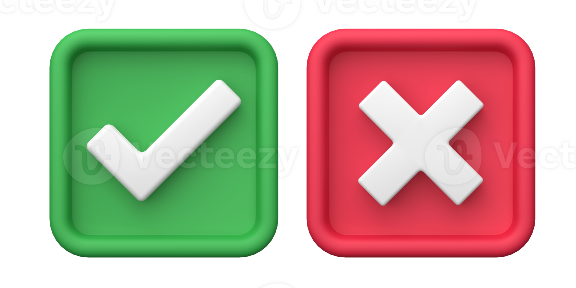 3d rendering of green check marks and red crosses, fit for design assets png