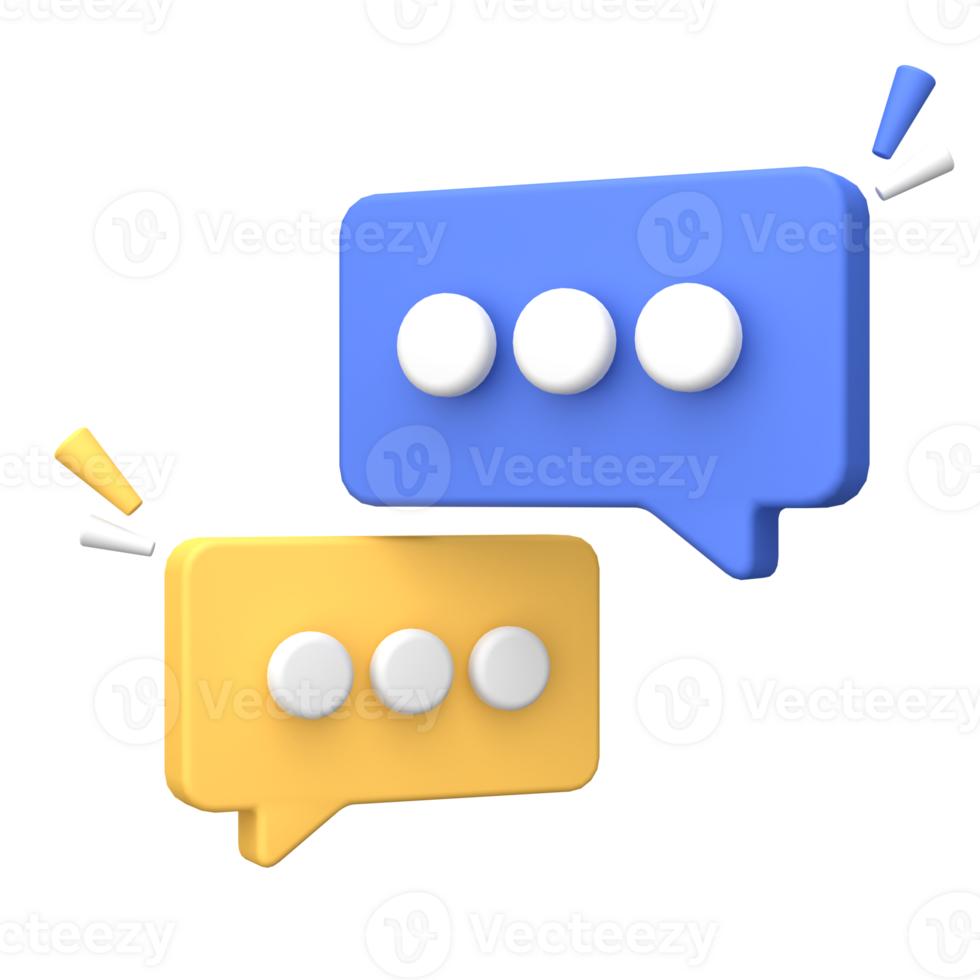 3d rendering of  Speech bubble messages, social media communication concept, chat box png