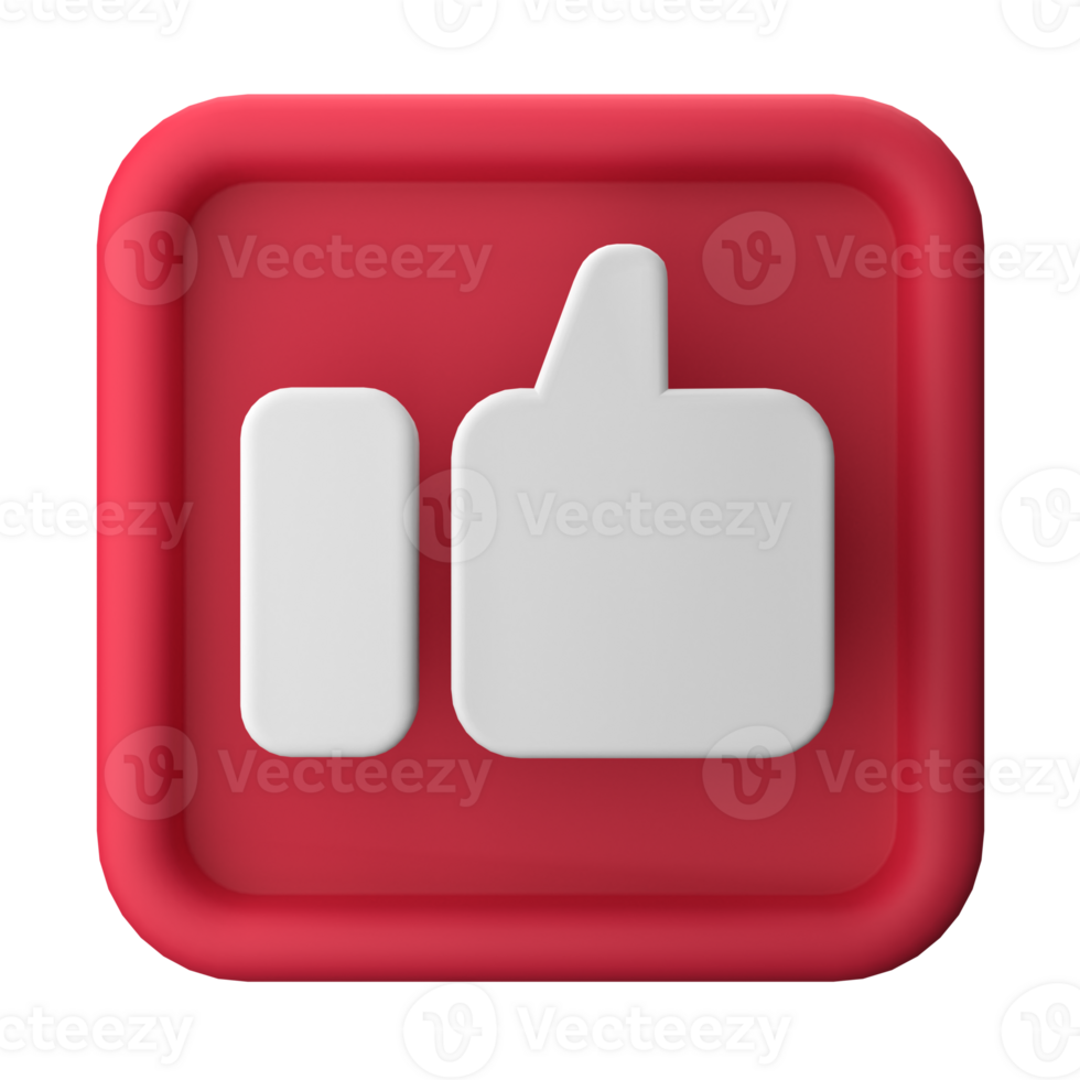 3d rendering of  Subscribe Button, Like Button and Notification Bell Button. Suitable for vlog or youtube asset png