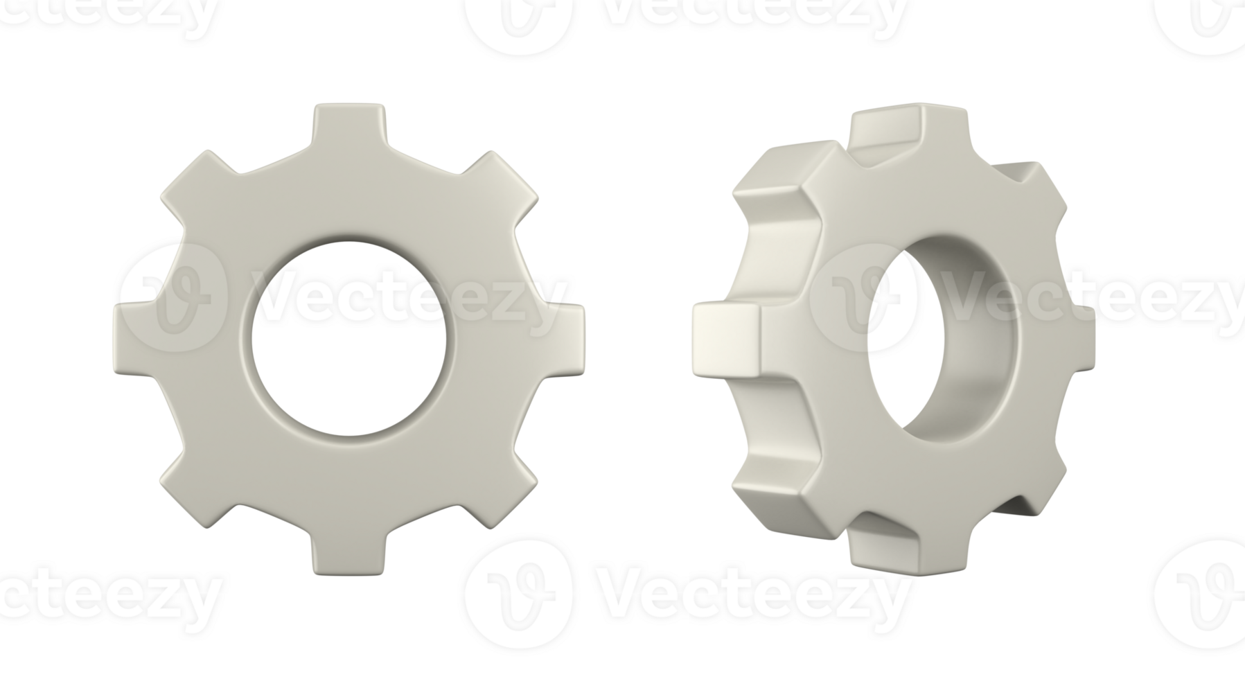 Two gears isolated on white background. Labor day. 3D rendering. png