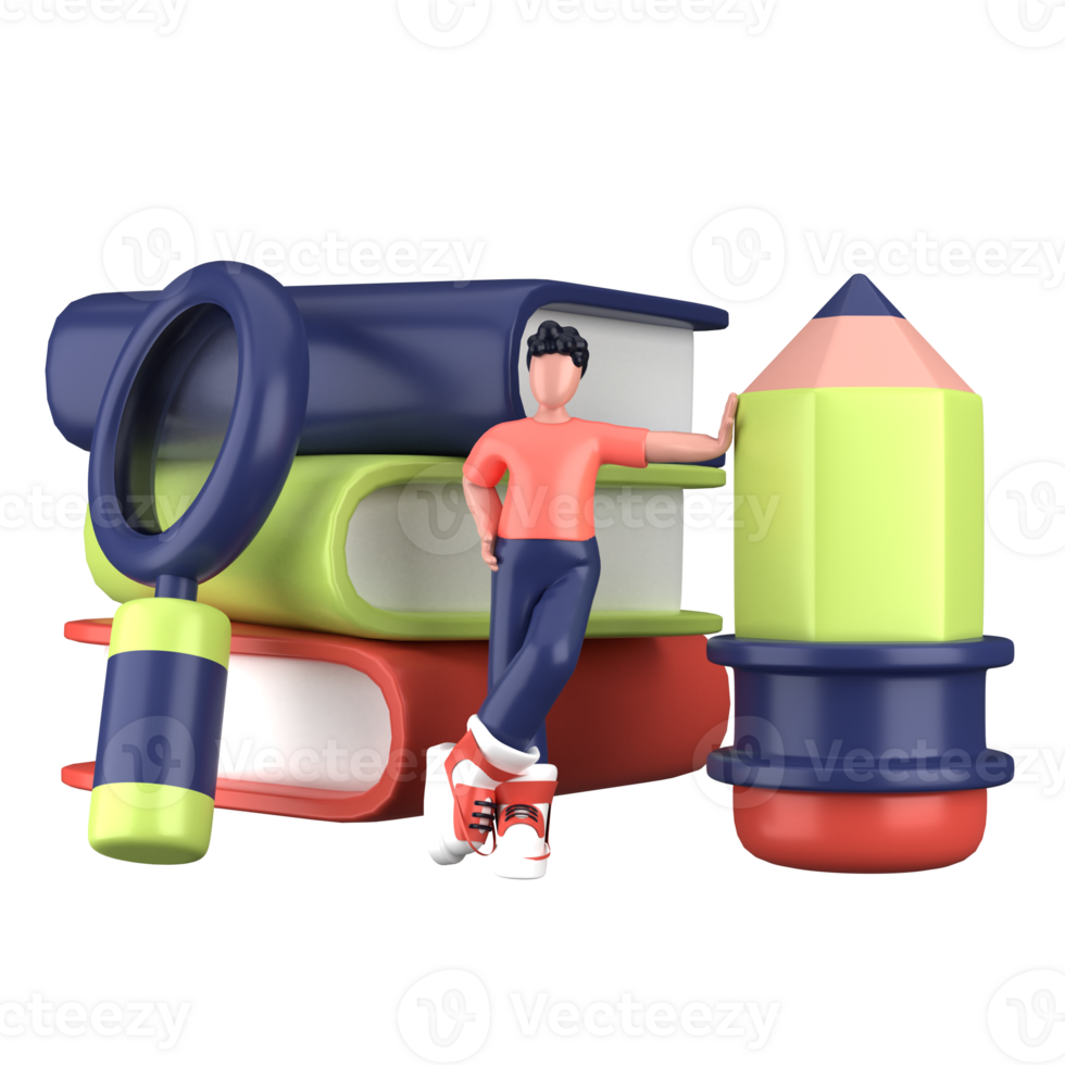 3d rendering of illustration concept, fit for design assets of education and science, back to school concept, office, etc. 3d icons set with isolated white background png