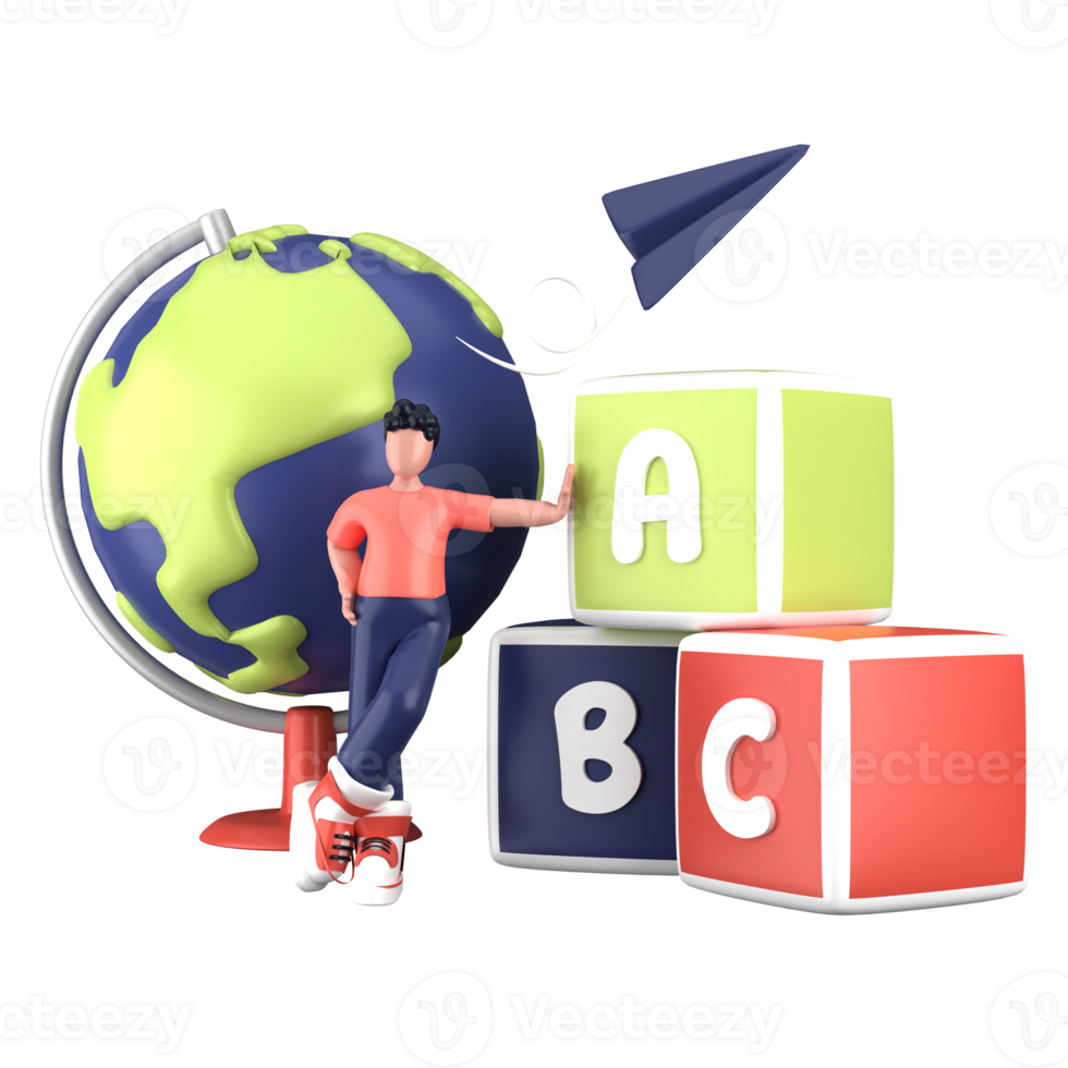 3d rendering of illustration concept, fit for design assets of education and science, back to school concept, office, etc. 3d icons set with isolated white background png