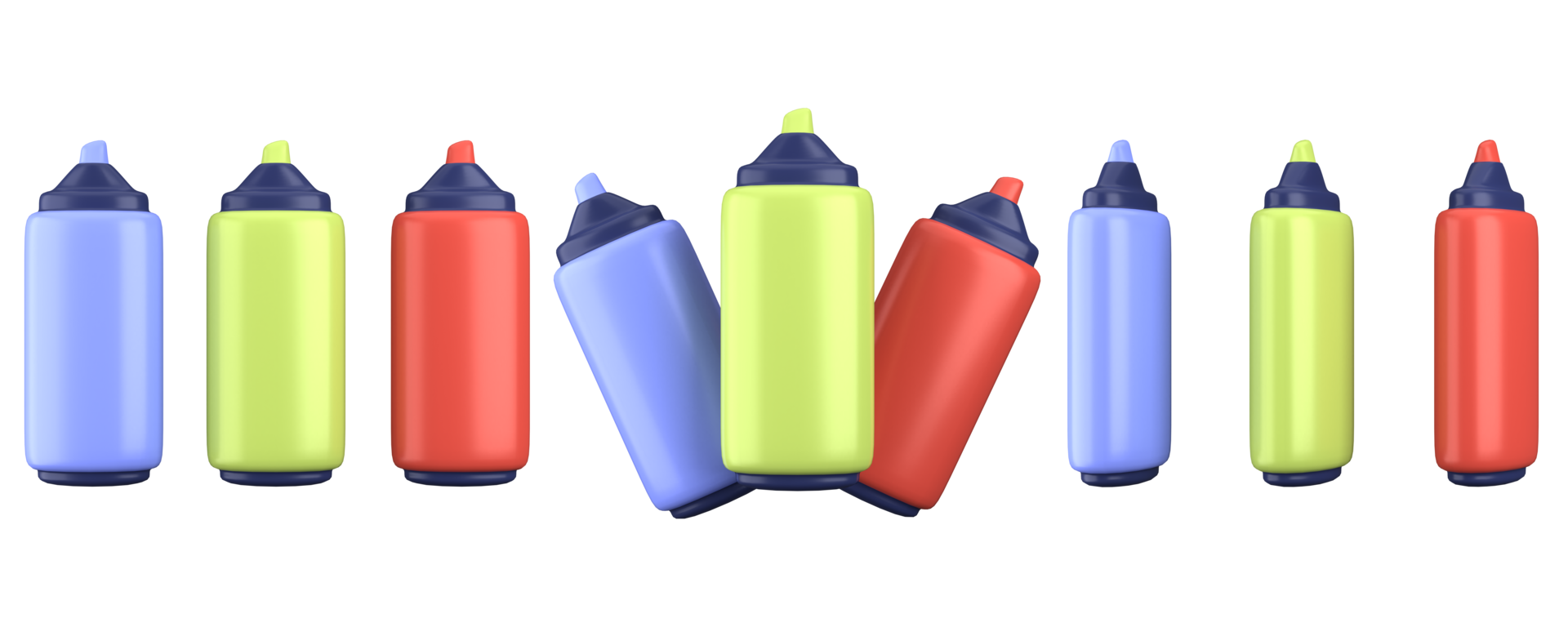 3d rendering of school highlighter, fit for design assets of education and science, back to school concept, office, etc. 3d icons set with isolated white background png