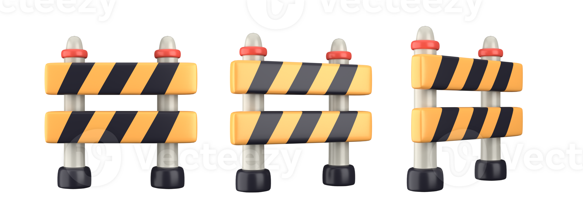 Roadblocks isolated on white background. Labor day. 3d rendering png