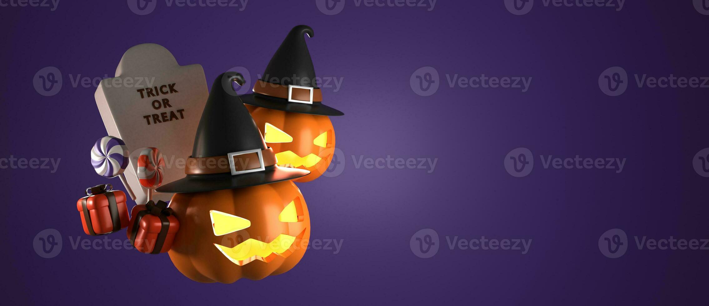 3d rendering of horizontal poster and banner for Halloween with copy space area photo
