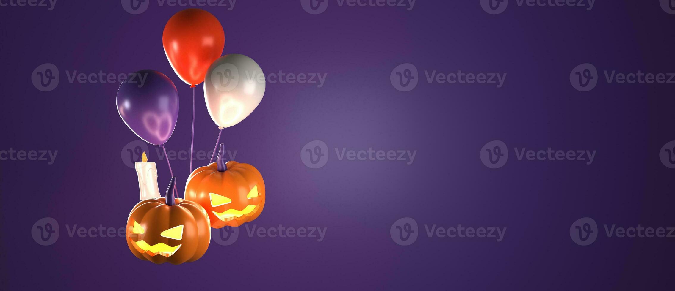 3d rendering of horizontal poster and banner for Halloween with copy space area photo