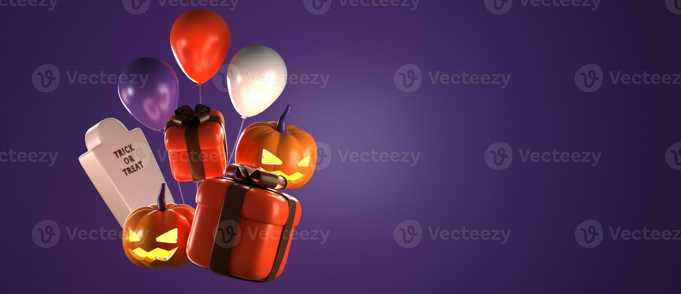 3d rendering of horizontal poster and banner for Halloween with copy space area photo