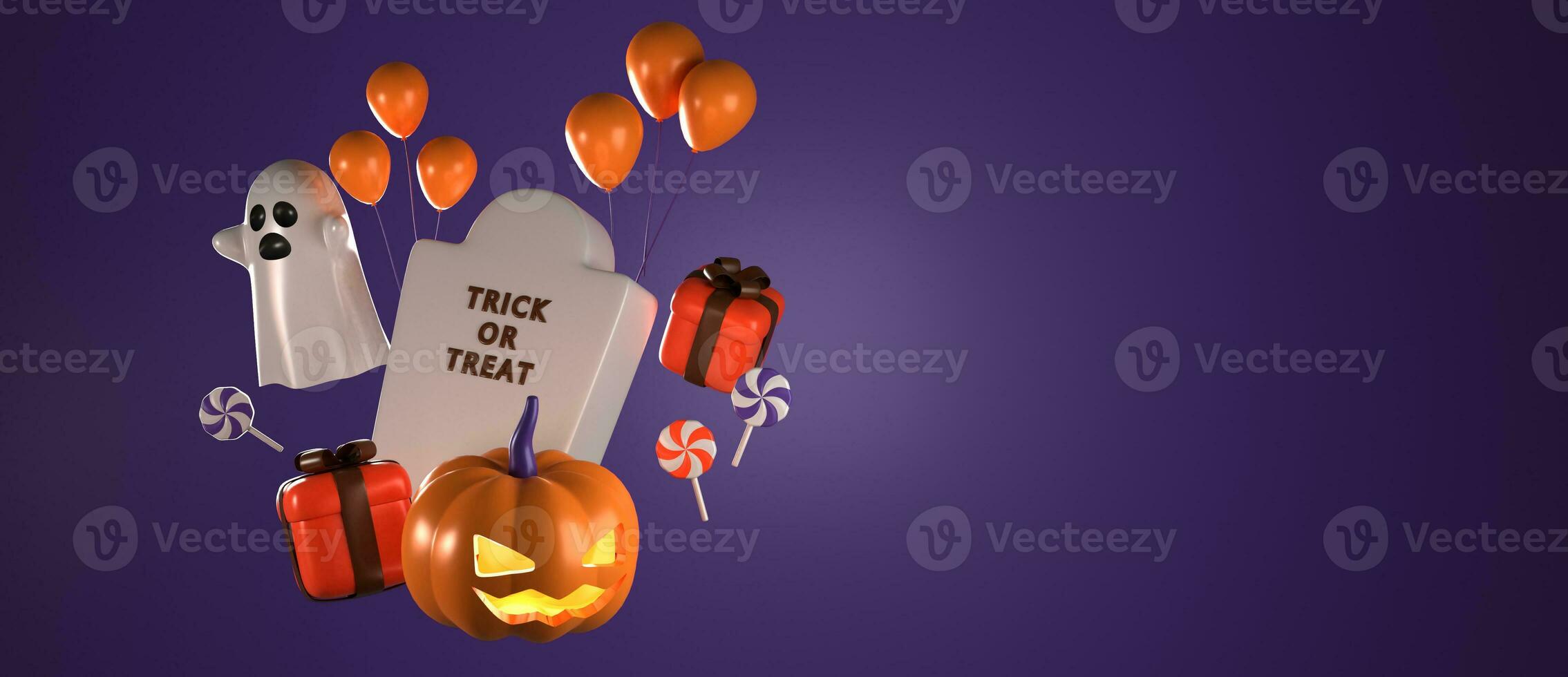 3d rendering of horizontal poster and banner for Halloween with copy space area photo