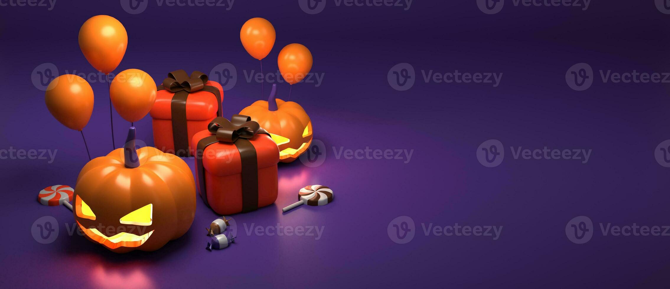 3d rendering of horizontal poster and banner for Halloween with copy space area photo