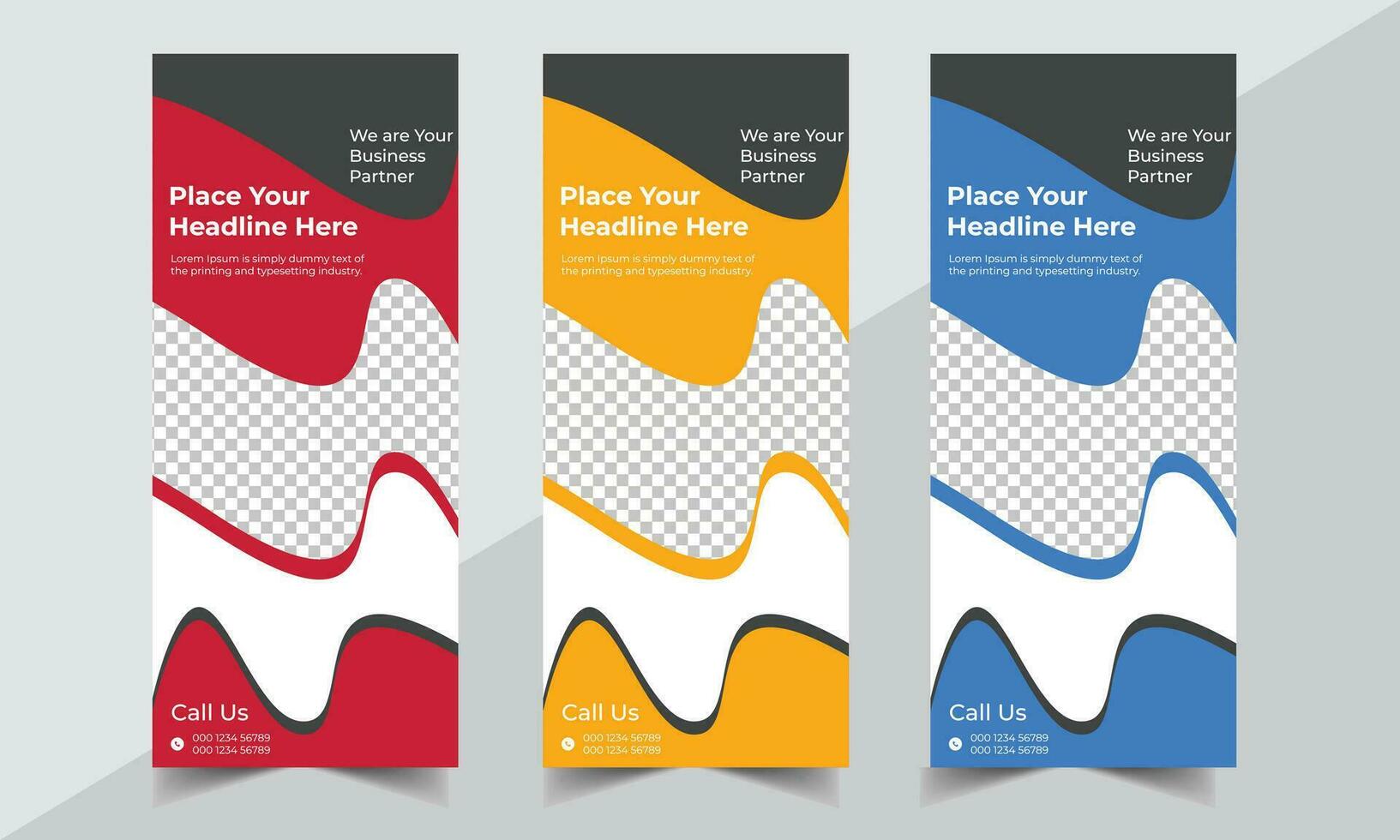 Business Roll Up Banner corporate Roll up background for Presentation, Vertical roll up, x-stand, exhibition display, Retractable banner vector