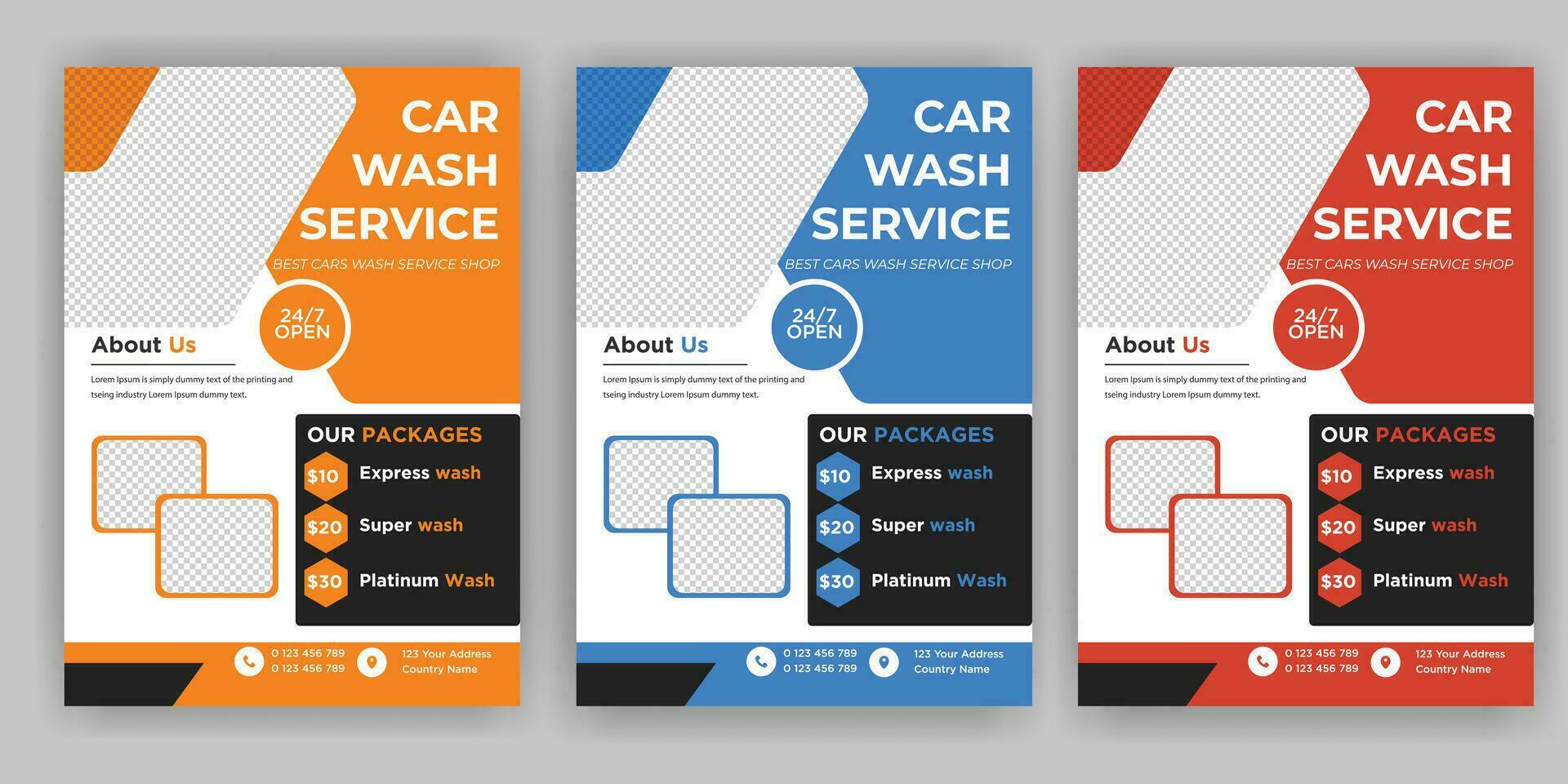 modern car wash car detailing and rental flyer, car service, and price list flyer, automobile car service flyer vector
