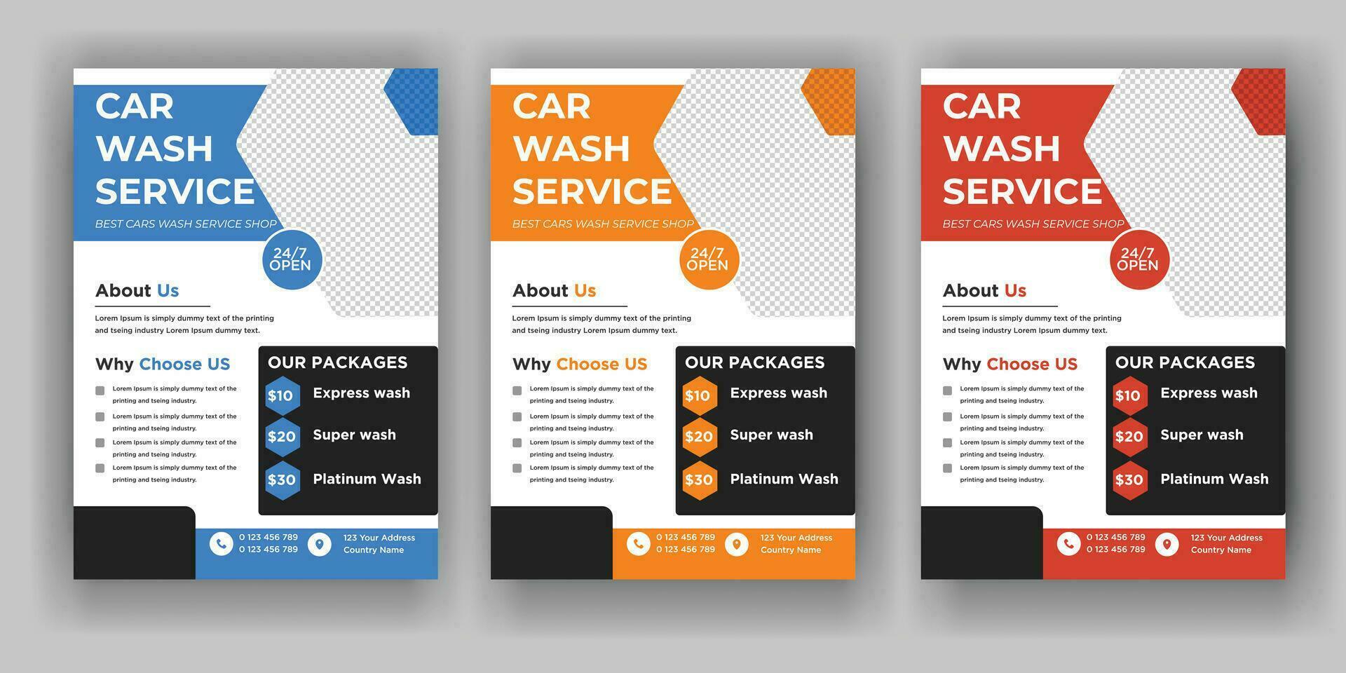 modern car wash car detailing and rental flyer, car service, and price list flyer, automobile car service flyer vector