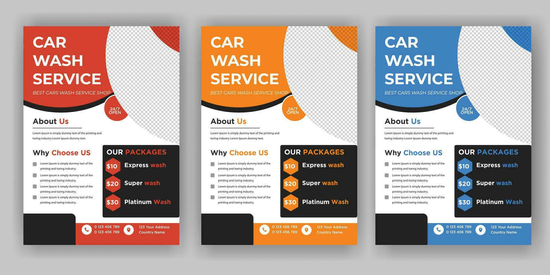 modern car wash car detailing and rental flyer, car service, and price list flyer, automobile car service flyer vector